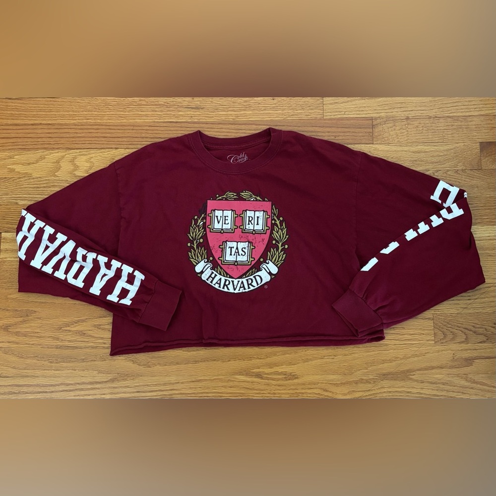 Gold Rush Shirt Women’s Junior Large Red Cropped Harvard Top Flawed - READ